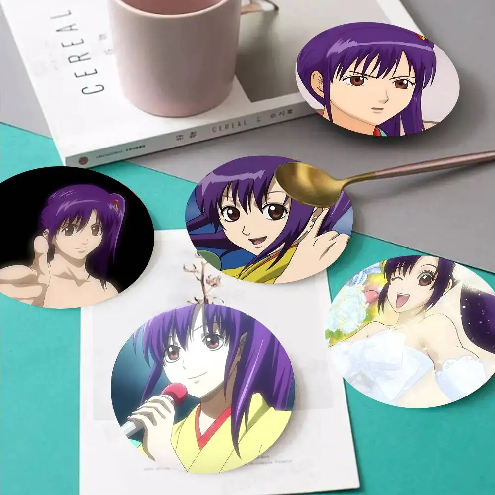 1pc Tsuu Terakado Gintama Wooden Coaster Colour Printing Cup Mat Home Desk Decoration Gifts
