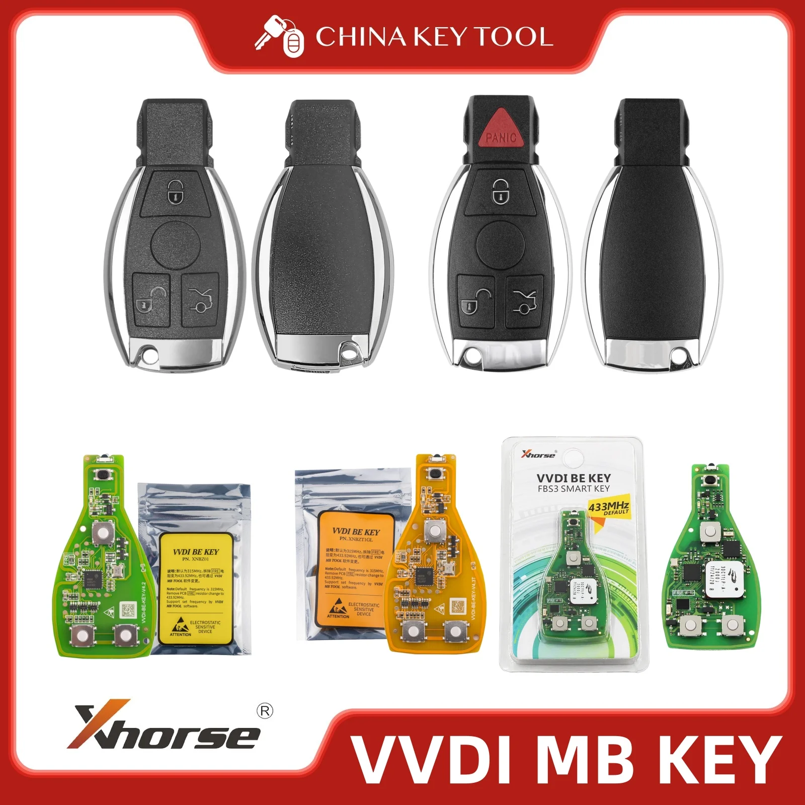 Xhorse VVDI BE Key Pro XNBZ01EN/XNBZT1GL/FBS3 KEYLESS with High Quality Remote Shell