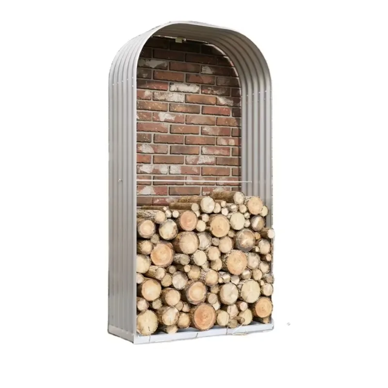 صندوق رف خشبي من الفولاذ المجلفن منظمة الحطب تخزين سقيفة الحديقة بسهولة تخزين الحطب المعدني مقاوم للقوارض صديق للبيئة #2