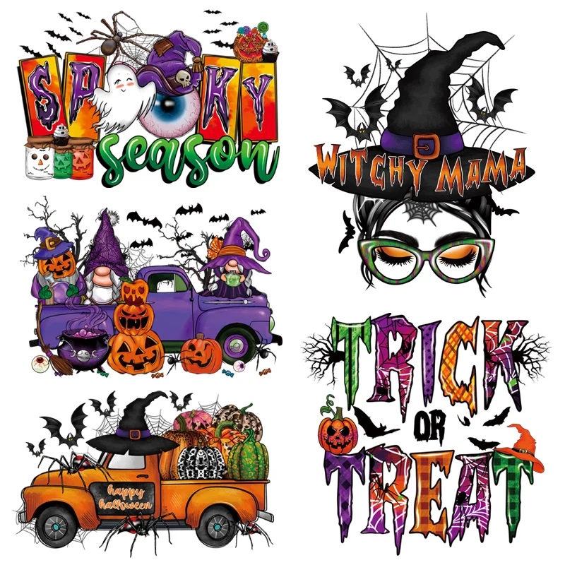 

2024 NEW Halloween Heat Transfer Stickers Pumpkin Festival Patches For Clothing Printing Children Adult Clothes Iron On Patch