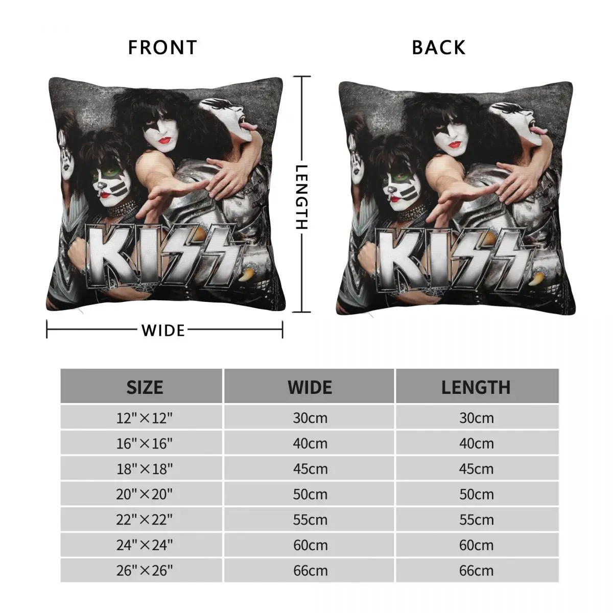 Kiss Grey Look Up Starchild Square Pillowcase Polyester Linen Velvet Creative Zip Decorative Room Cushion Cover 18