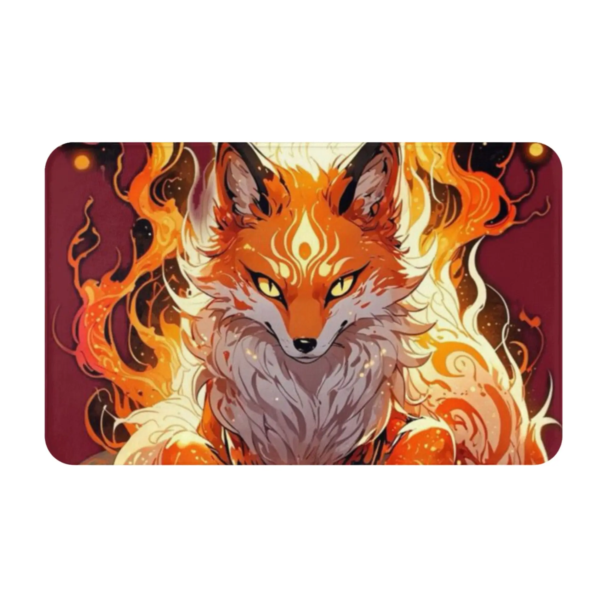 Fiery Flame Fox Fantasy Art Anti-Slip Doormat Living Room Mat  Indoor PatternHomeDecor