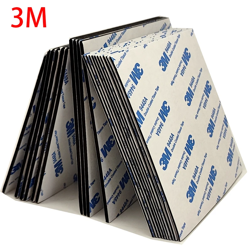 

10pcs 1mm/2mm thick, 100mmx100mm Double Sticky Foam Mounting Tape with 3M 9448 glue, Black Foam, around 4"x4"