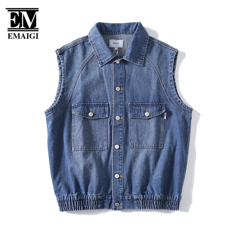 

Men Women Streetwear Fashion Loose Casual Vintage Denim Vest Sleeveless Jacket Women Jeans Waistcoat Vest