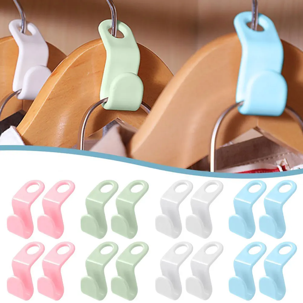 50/100Pcs Clothes Hanger Connector Hook Space Saving Hanger Clip Connection Hooks for Clothes Closet Fits All Types of Hangers