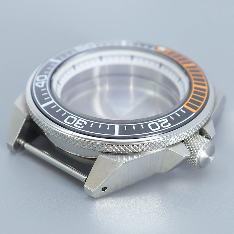 43.8mm Diving Watch Cases Modified Samurai Ceramic Bezel Sapphire For Seiko nh35 nh36/38 Movement 28.5mm Dial white Chapter Ring