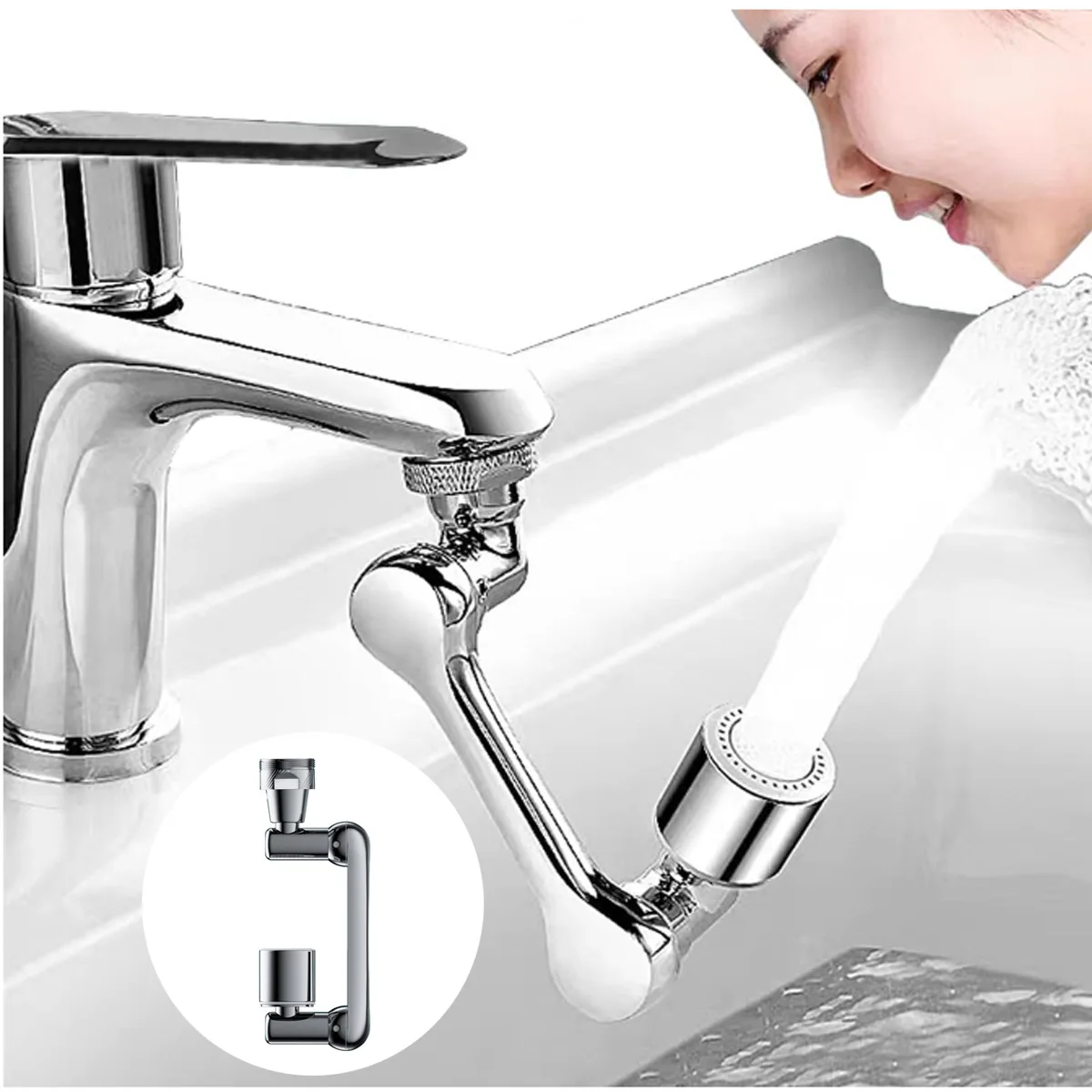 

1080° Degree Faucet Extender Adapter Robotic Arm Tap Extension 2 Mode Aerator Sprayer Head Bubbler for Kitchen Tap Accessories