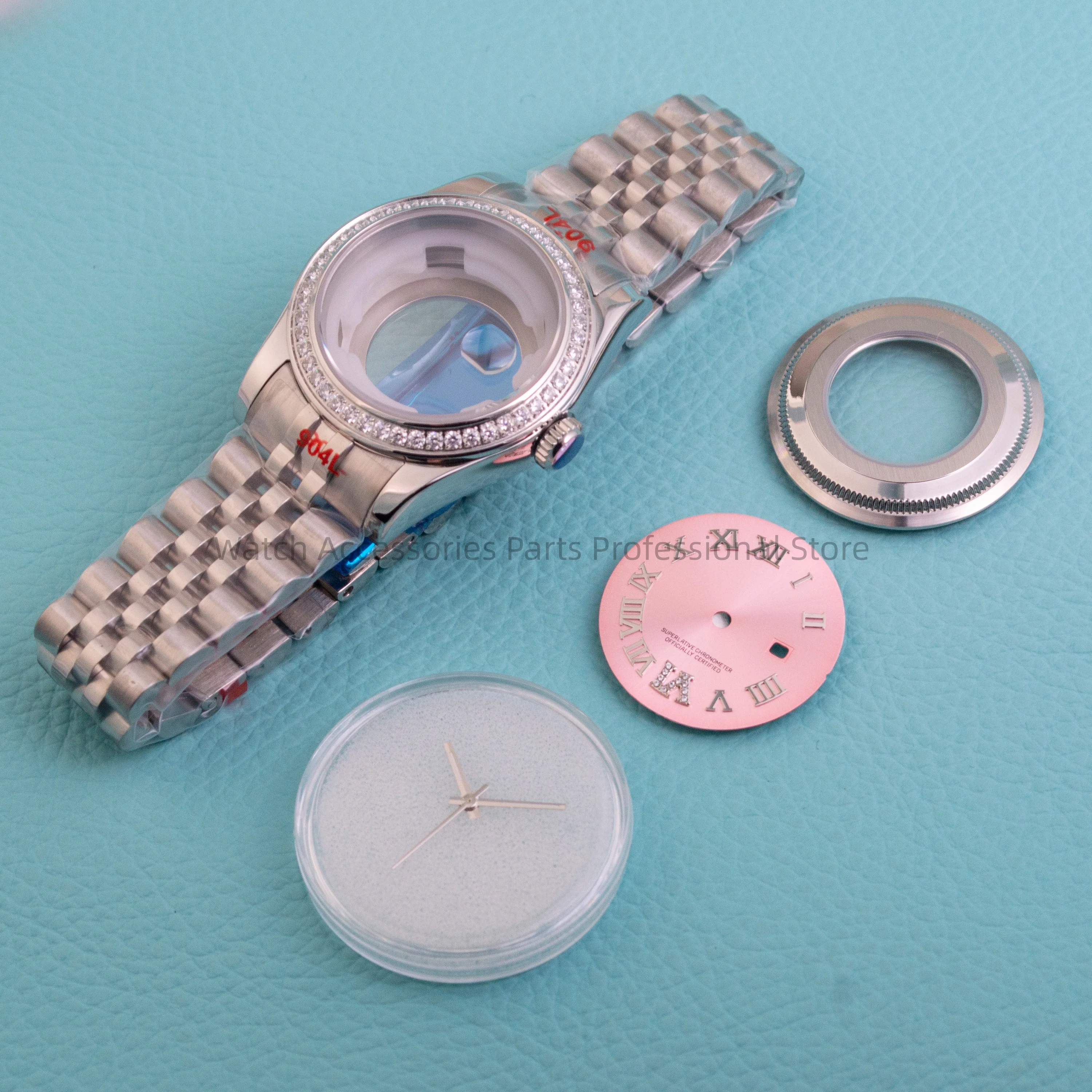 

Ladies' Diamonds Case Stainless Steel NH05 Case 33MM Women's Watch Case 17mm Strap 25mm Luminous Dial Hands for NH05 NH06