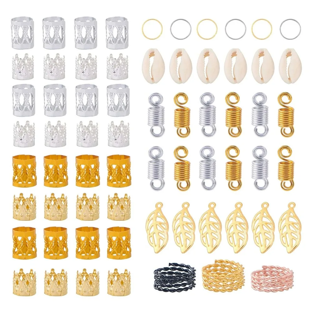 290 Pcs 13 Styles Hair Accessories, Dreadlock Braiding Rings Beads Metal Charms Hair Clip Headband Jewelry for DIY