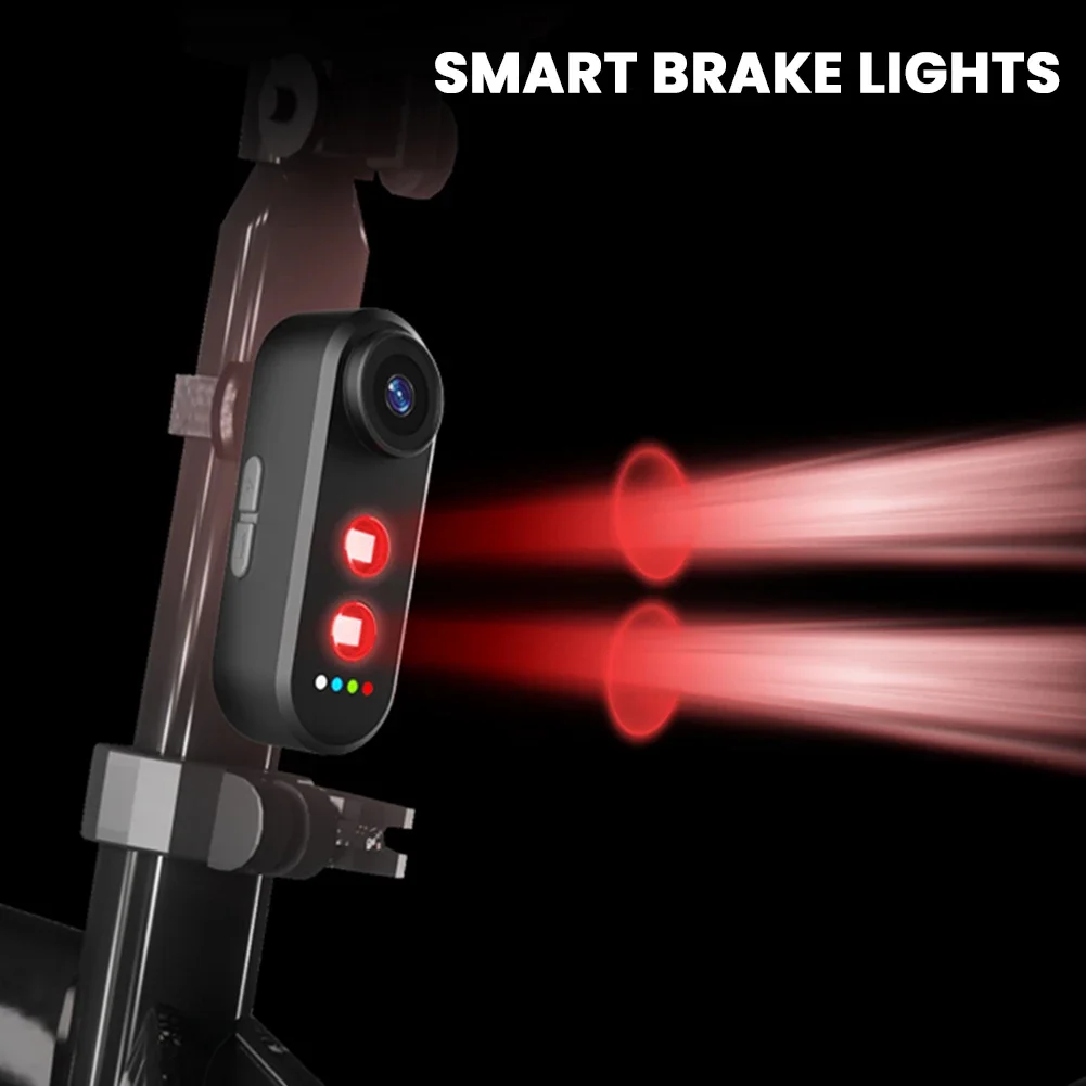 Bike Tail Light with Recorder Camera 1080P Viewing Phone Interconnection Rear View Camera Brake Sensor Warning Lamp
