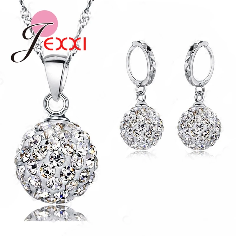 Jewelry High Quality Factory Price Fashion Wholesale Austrial Crystal Colorful 925 Sterling Silver Color Necklace&Earring Sets