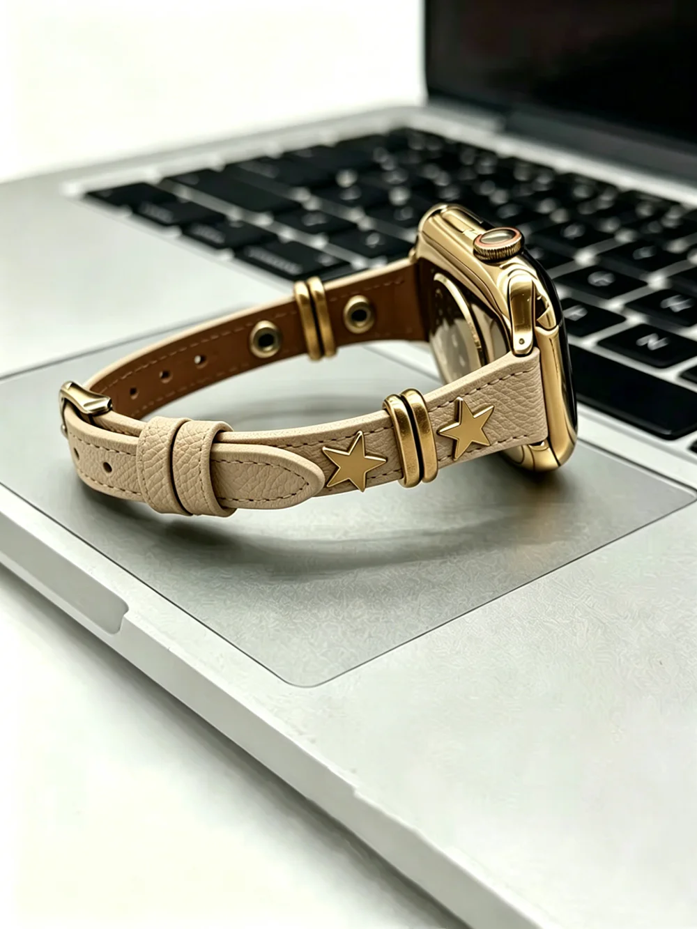 Advanced Punk star Leather Loop strap For Apple Watch band women 11/10/9/8/7/6/5/4/3/2/1 SE 38mm 40mm 41mm 42mm 44mm 45mm 46mm