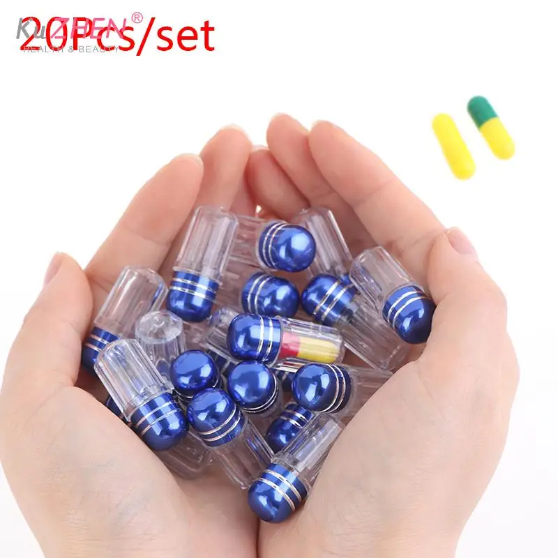 20PC/lot Empty Capsule Shell Colorful Empty Clear Pill Case Plastic Bottle Drug Container Tablet Medicine Splitters Holder Box