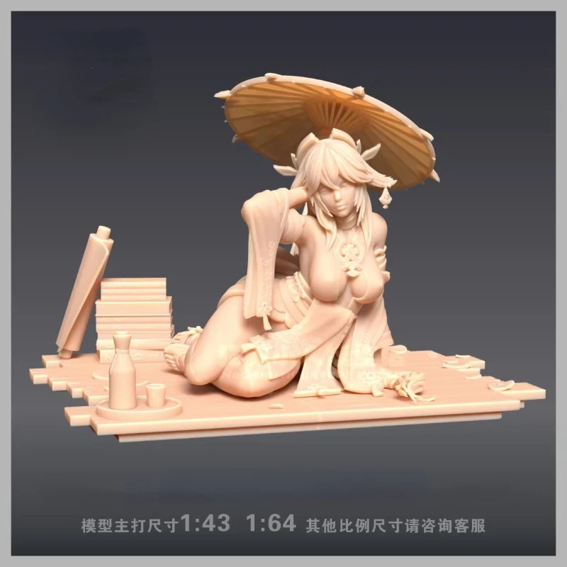 Game Anime peripheral figure Genshin Impact Yae Miko 1/64 1/43 Resin white model GK Colorless model Classic hand do