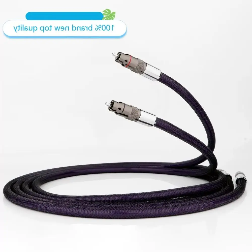 Pair OCC Copper RCA Interconnect Cable OCC Sliver Plated RCA Signal Wire With Rhodium Plated RCA Plug