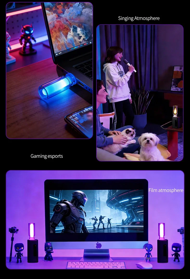 Auto-USB-Ambientelicht Schlafzimmer Camping Tragbares RGB-Regenbogen-Nachtlicht Plug-and-Play LED-Ambientelicht Dekorative Beleuchtung – Detail 3