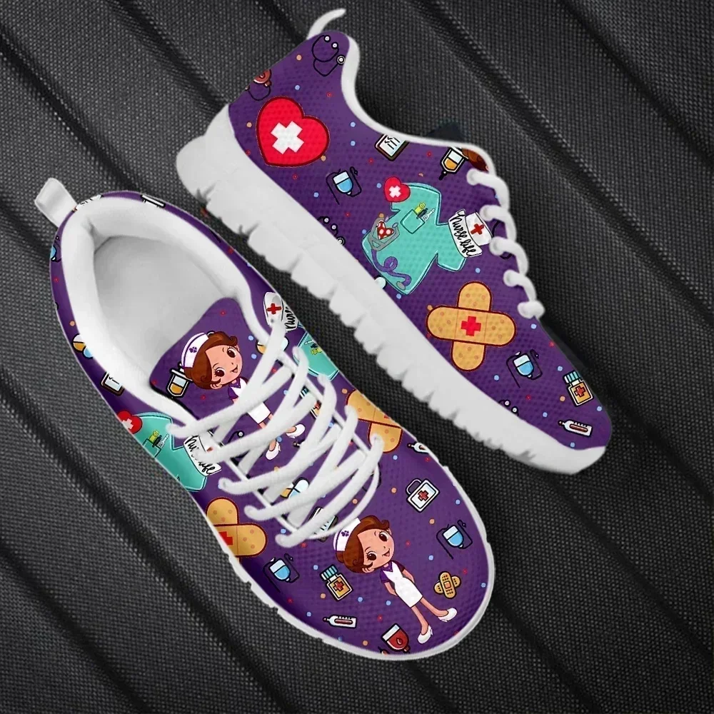 

Lightweight Women's Nurse Shoes Cute Nurse Medical Supplies Pattern Ladies Flat Shoes Sping Autumn Casual Sneakers