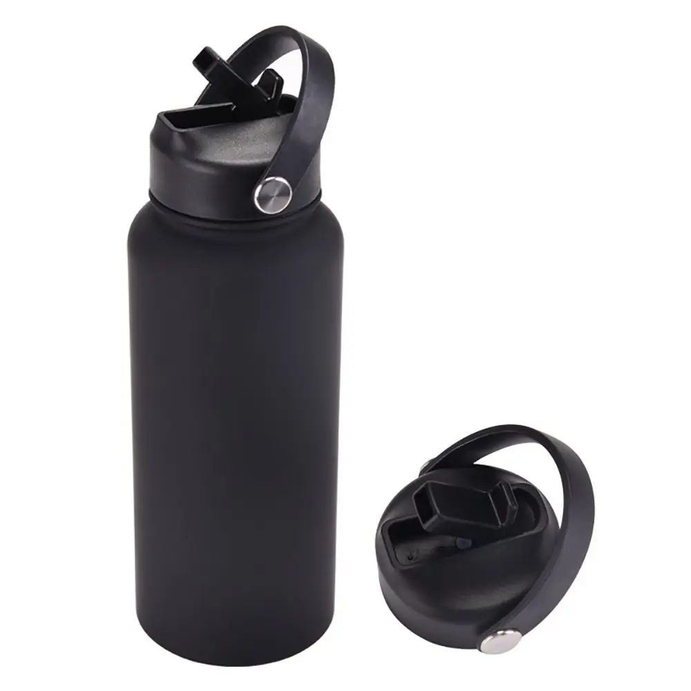 PP Plastic Cup Lid Wide Mouth Splash Spill Proof Vacuum Bottle Replacement Lid With Big Handle Straw Flip Lid Cap