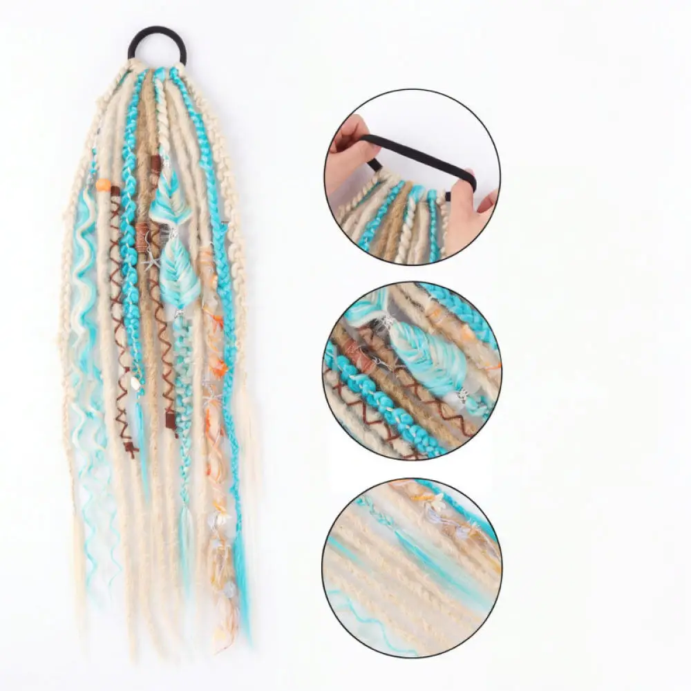 Synthetic Fiber Braided Ponytail Extension For Qiaoman Bohemian Style Woven Hairpiece Fashion Hair Styling Accessory