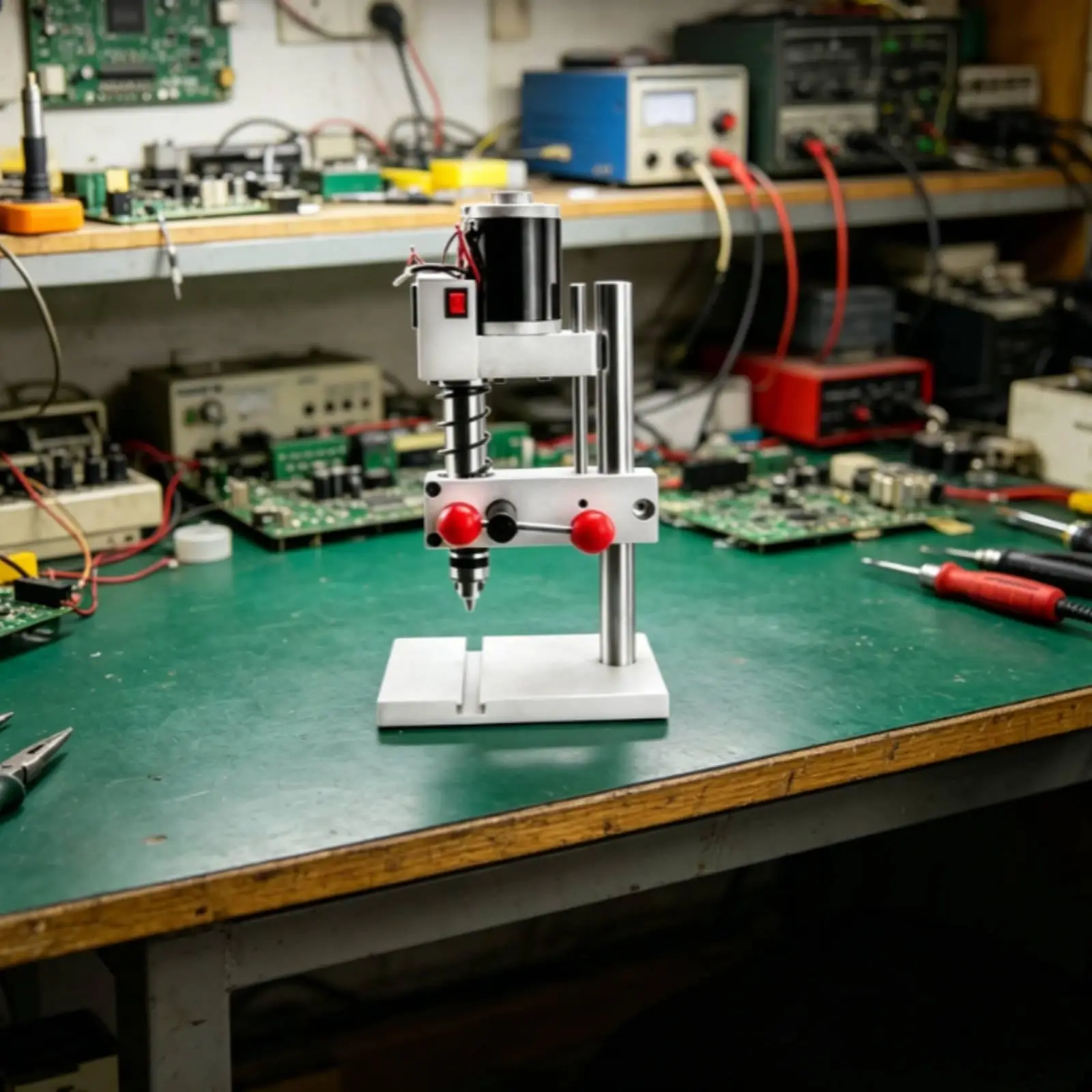 Small Tabletop Drill Press 0.4-4.5mm Chuck Precision Mini Machine for Detailed Carpentry and Electronic Repair Tasks