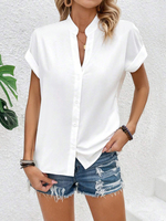 Fashionable Spring Summer Women's Solid Color Batwing Sleeve Short Sleeve Shirt Stylish Casual Top for Ladies