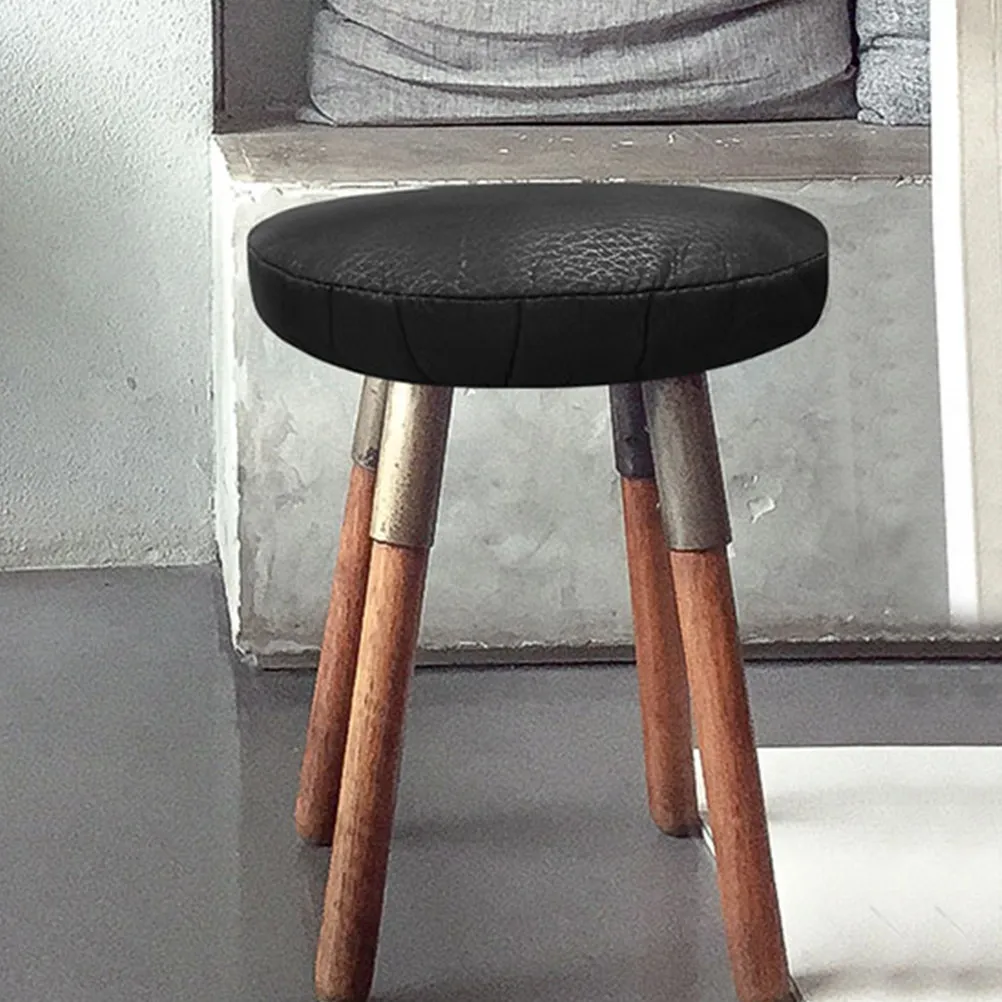 Round Stool Covers Elastic PU Waterproof Slipcover Stretch Bar Stool Seat Covers Kitchen Dining Bar Chair Seat Cushions Black view 3