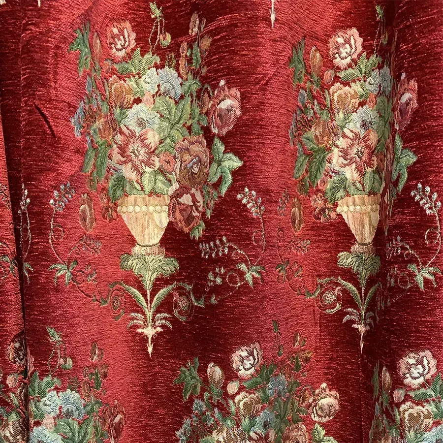 

European Jacquard Thickened Luxury Curtains For Living Room Bedroom Dining Chenille Red Valance Embroider Tulle Customize