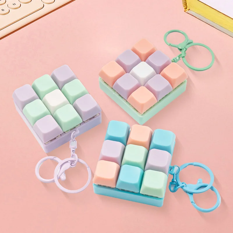 Stress Relief Toy Keychain 9 Key Press Toy Finger Squeeze Anti Stress Gadget Bag Pendant Festival Gift For Boys And Girls