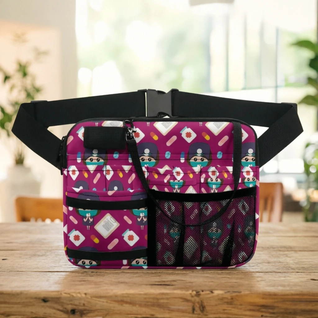 

Поясной ремень для медсестер – поясная сумка с медицинским принтом, на молнии и с сетчатыми отделениями