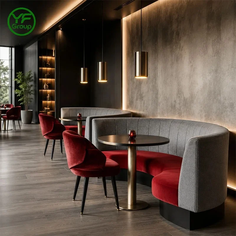 Commercial Use Custom Stainless Steel Base Luxury Booth Seating Restaurant Furniture Marble Table and Chair for Hotel Bistro