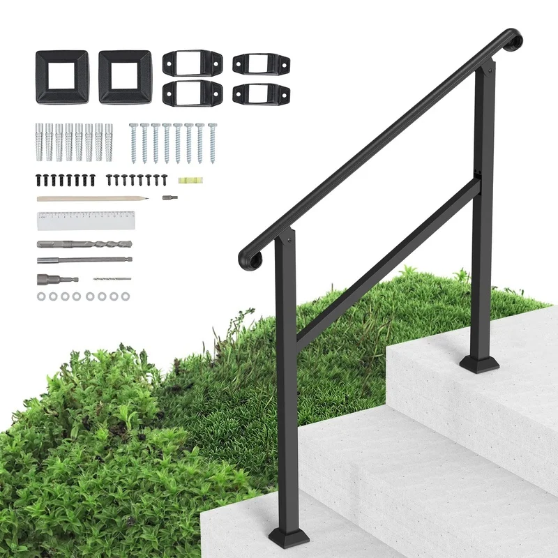 

Outdoor Step Handrail for Seniors - Railing System with Post for Porch Deck Stairs
