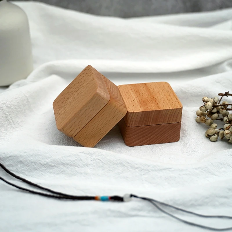 Wooden Jewelry Gift Box Small Rustic Engagement Ring Box Jewelry for Case Ring