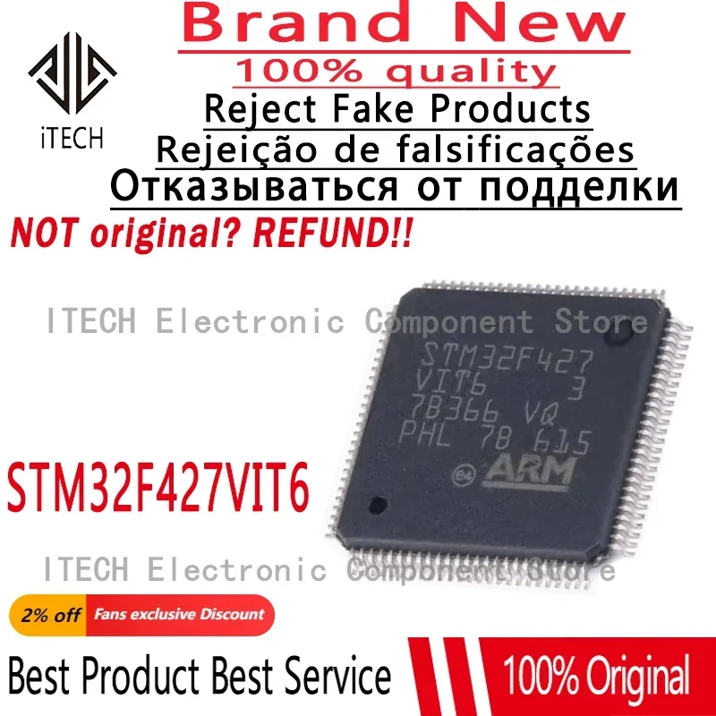 5pcs/lot Original STM32F427VIT6 STM32F427VIT6TR STM32F427 LQFP100 Microcontroller Chip 100% New and Genuine