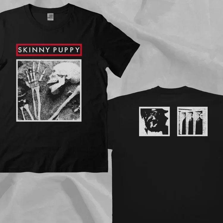 Skinny Puppy Band Remission Retro 90s Style Black Double Sided T-Shirt image 2
