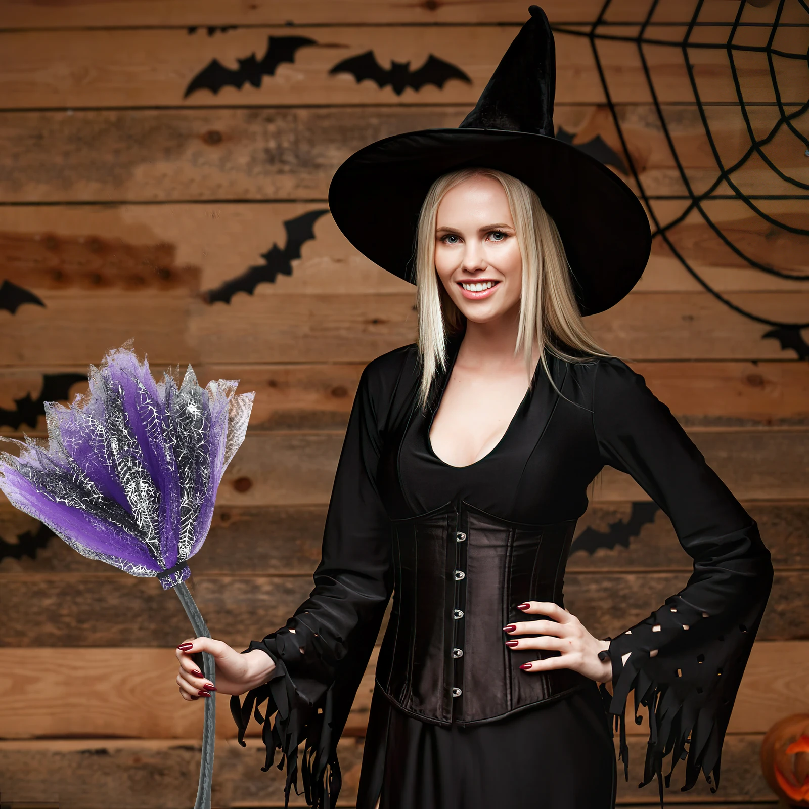 

Witch Broom Halloween Decor Purple 1 Removable Detachable Broomstick for Party Costume Props witch cosplay costume broom