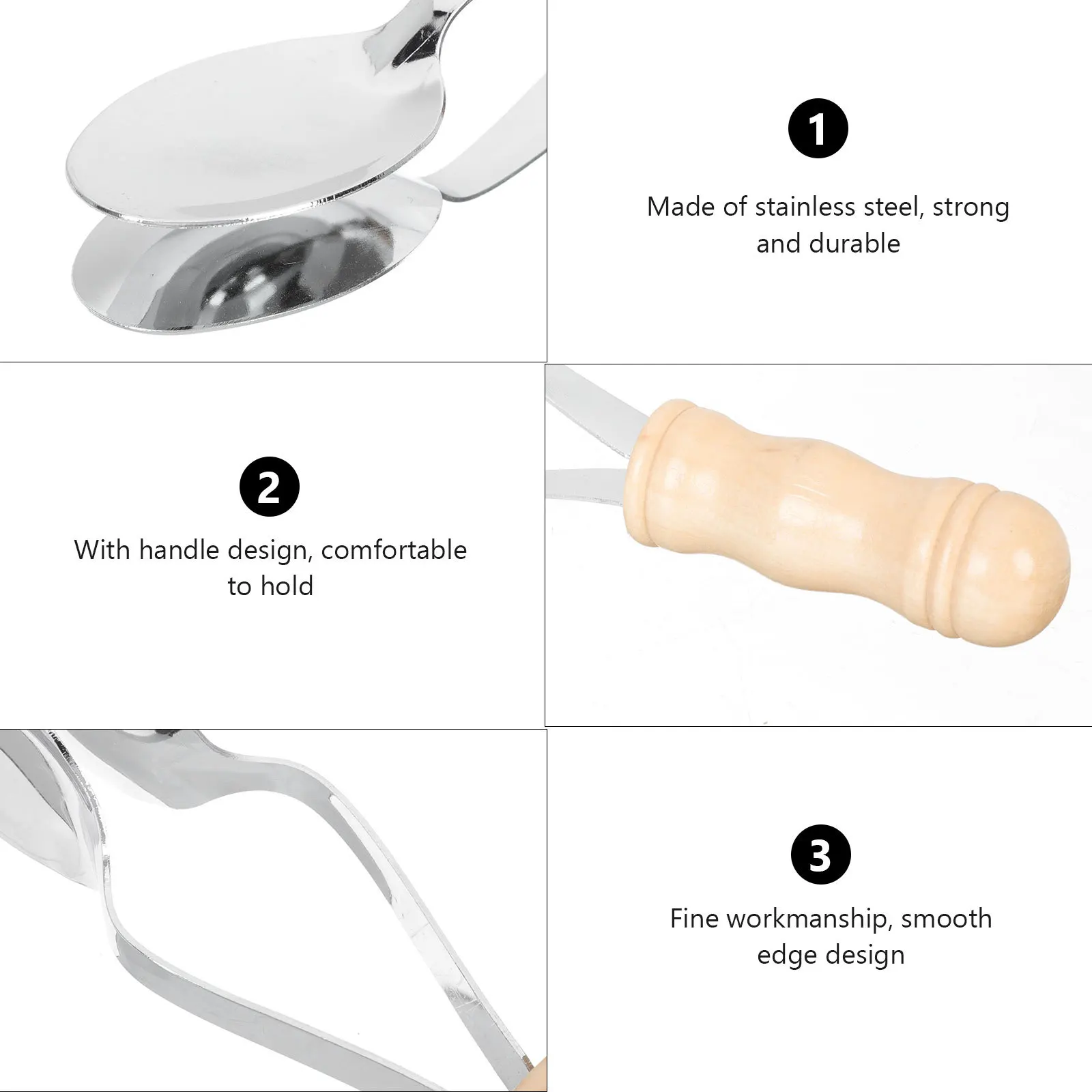 Cuchara Musical de madera de acero inoxidable, instrumento de percusión creativo para niños, regalo educativo musical, entrenamiento de sonido ligero