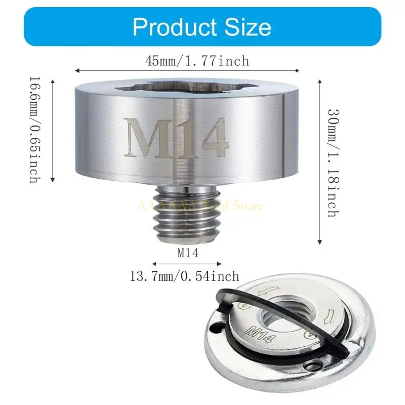 A2BE M14 Arbors Conversie Adapter Set met flensmoer Quick Releases Slotmoer vervangen voor X -slothoeken Korrel