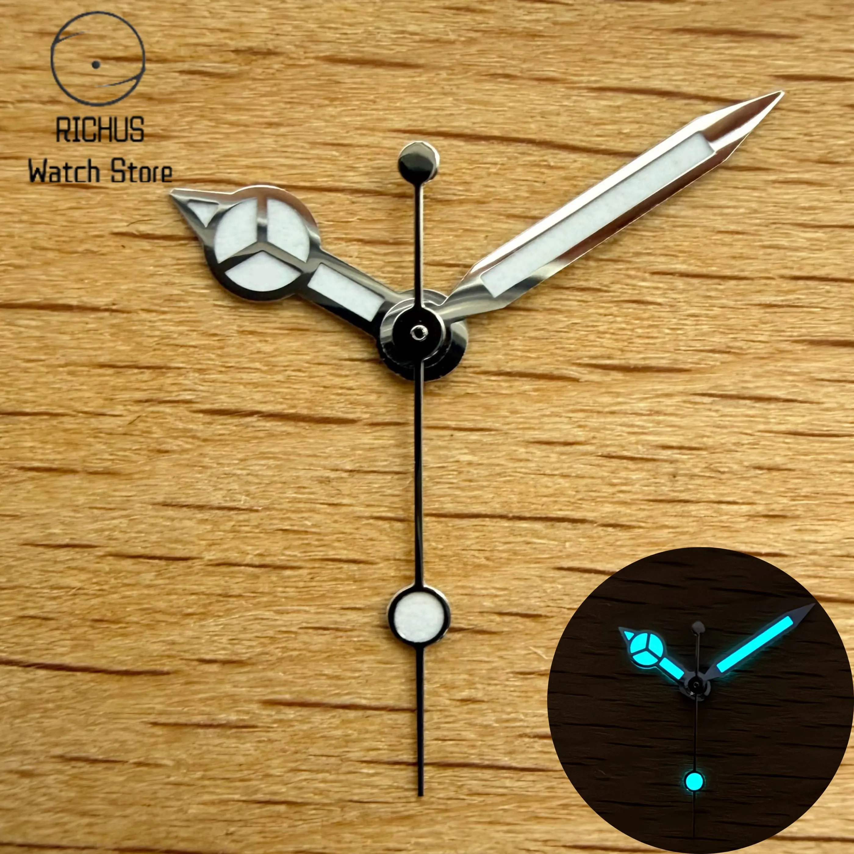 VH31 Quartz Watch Hands Silver Ice Blue Luminous Hour Minute Second Hands Fit VH31 Movement Watch Repair Parts Accessories
