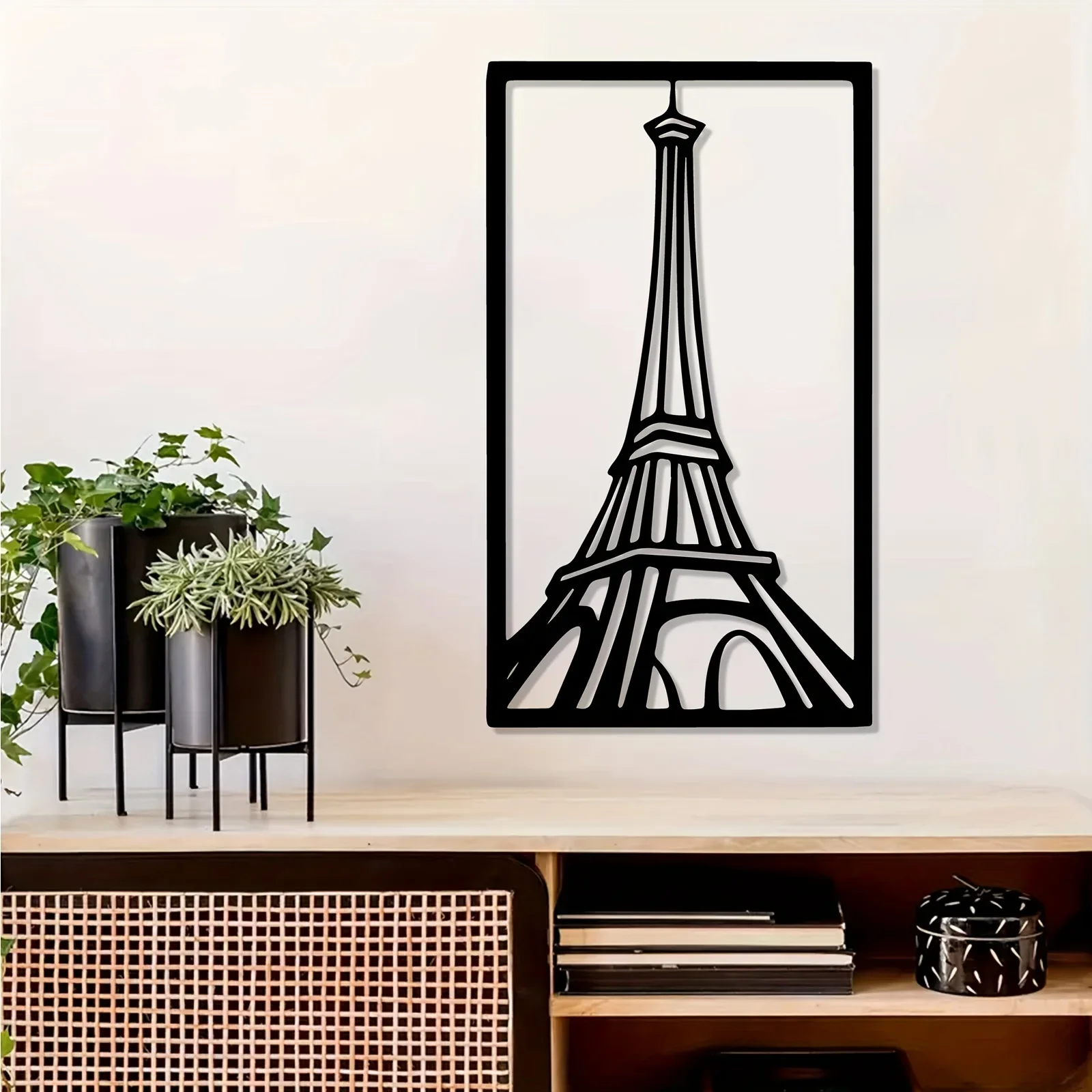 1pc CIFBUY Paris Skyline Metal Wall Art Sign, Iron Rustproof Waterproof Decor, Indoor & Outdoor Use for Garden Patio Home