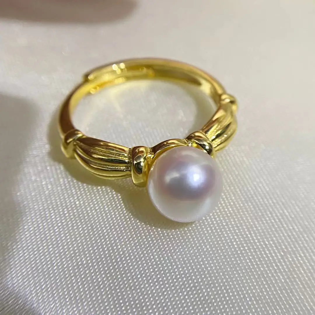 

S925 Sterling Silver Adjustable Ring Mount Settings Findings Mountings Accessory Parts Fittings for 7-8mm Pearls 5pcs/lot