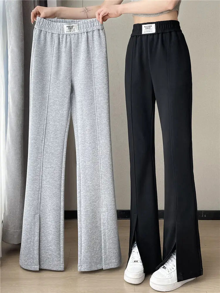 Front Slit Trumpet pants Women Spring and Autumn 2024 New Popular High Waist Slimming Narrow  Flared Pants