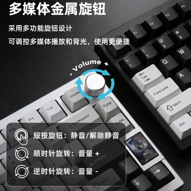 YUNZI AL80 Mechanical Keyboard Custom Tri-mode WirelessBluetooth 2.4G CNC Alumin Silver/CocoaCream V2 Gasket VIA Esports Teclado