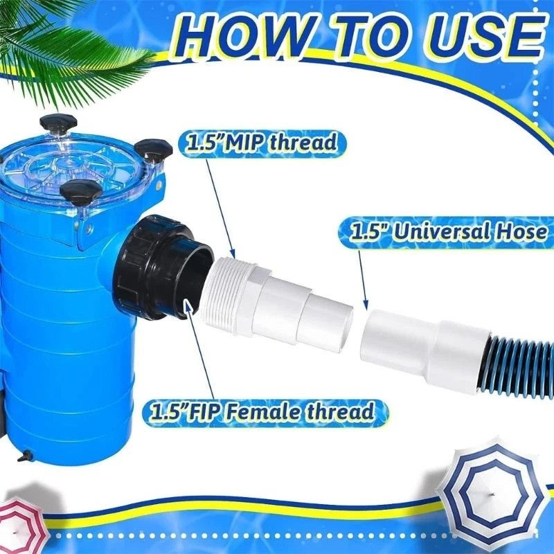 Portable Pool Adapter Universal Combo Hose Adapter Control The Water 1.5 1.25inch Swimming Pool Accessory