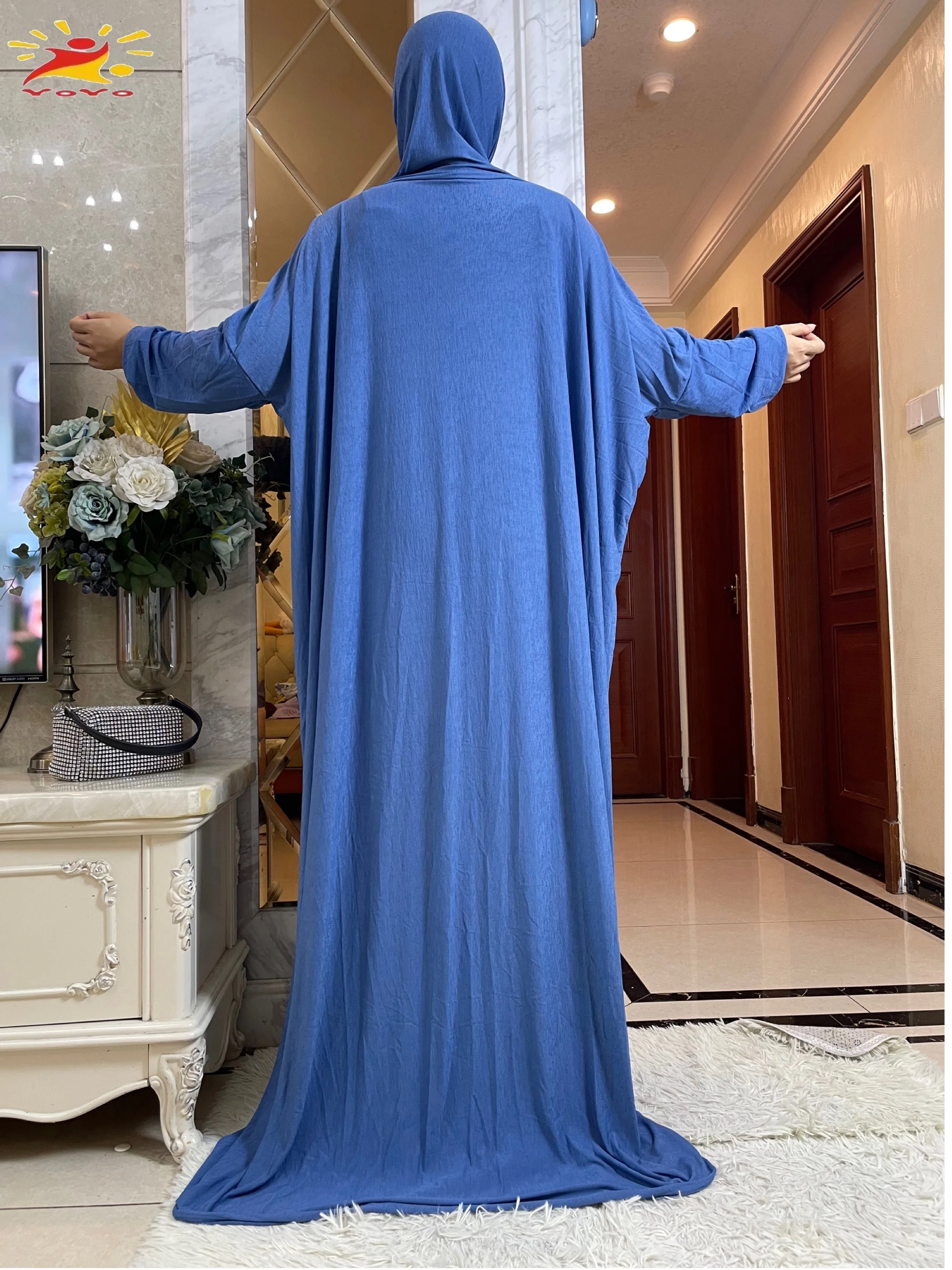 Eid Hooded Muslim Women Hijabs Dress Prayer Garment  Ramadan Eid Solid Color Ice Silk Fabric Full Cover  Islam Dubai Modest Robe