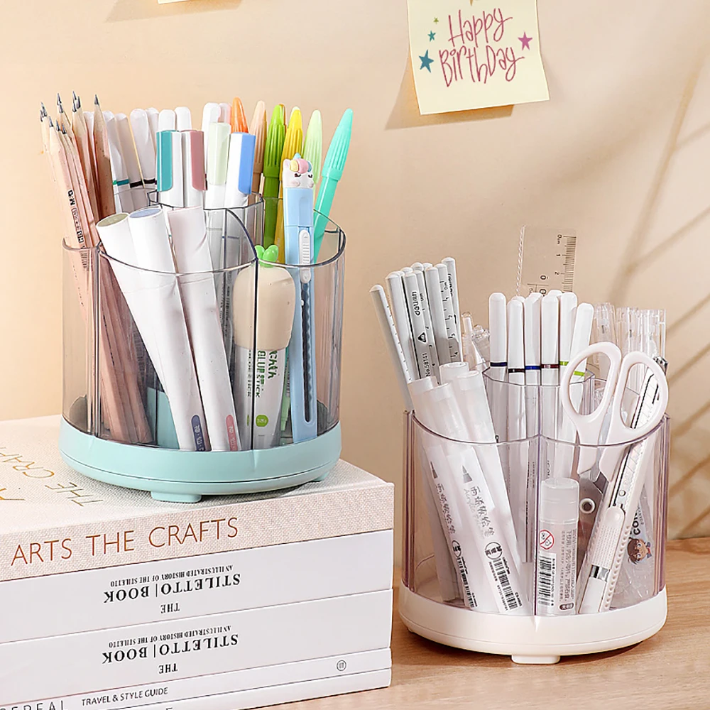 New 360° Rotating Makeup Brush Storage Box Large Capacity Removable Pen Holder Desktop Cosmetic Storage Organizer Brush Holder