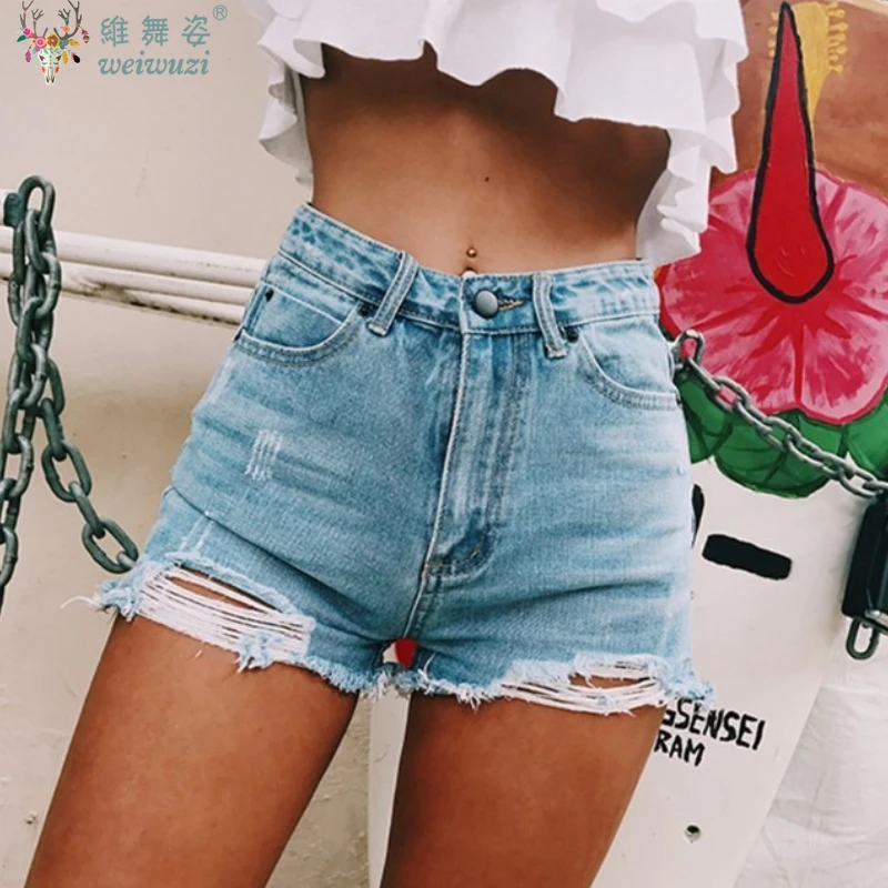 여성용 데님 반바지 청바지 찢어진 바지 슬림핏 하이웨이스트 팬츠 캐주얼 빈티지 스트릿웨어 우아한 오피스룩 여름