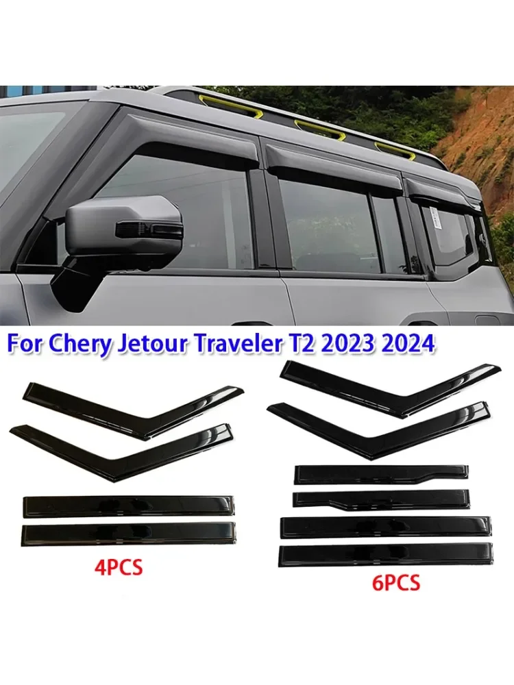 Déflecteurs de vent pour vitres latérales de voiture, visières de ventilation, pare-soleil, pare-pluie pour Chery Jetour voyageur T2 2023 2024, 4/6 pièces