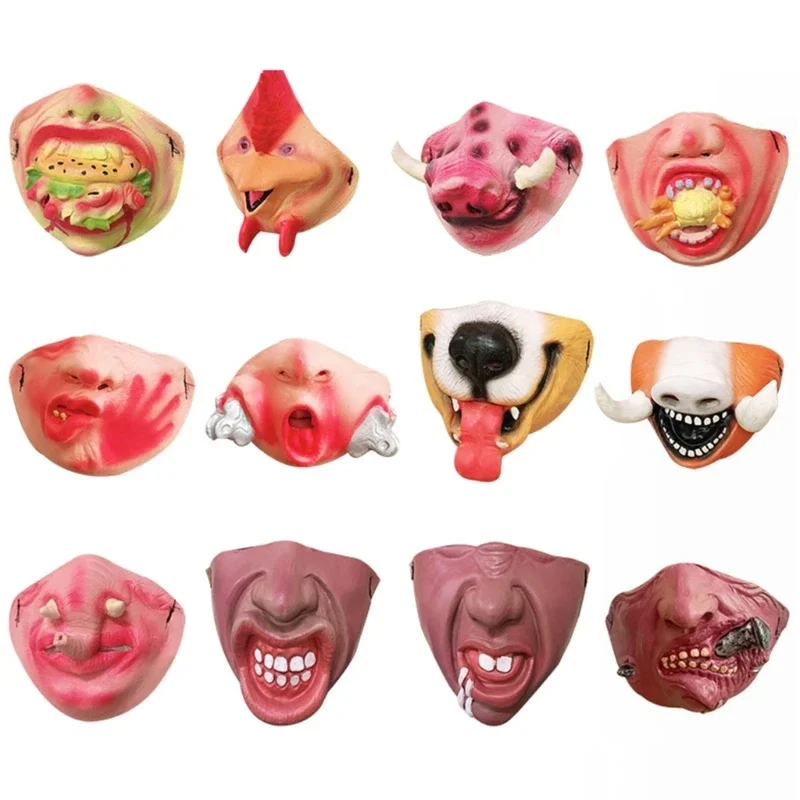 Funny Halloween Mask Latex Half Face Mask Prank Cosplay Party Props
