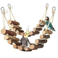Parrot Natural Rope Wood Ladder Swing Toy Hanging Climbing Bridge Bird Pet Chewing Toys for Parrots Hamster