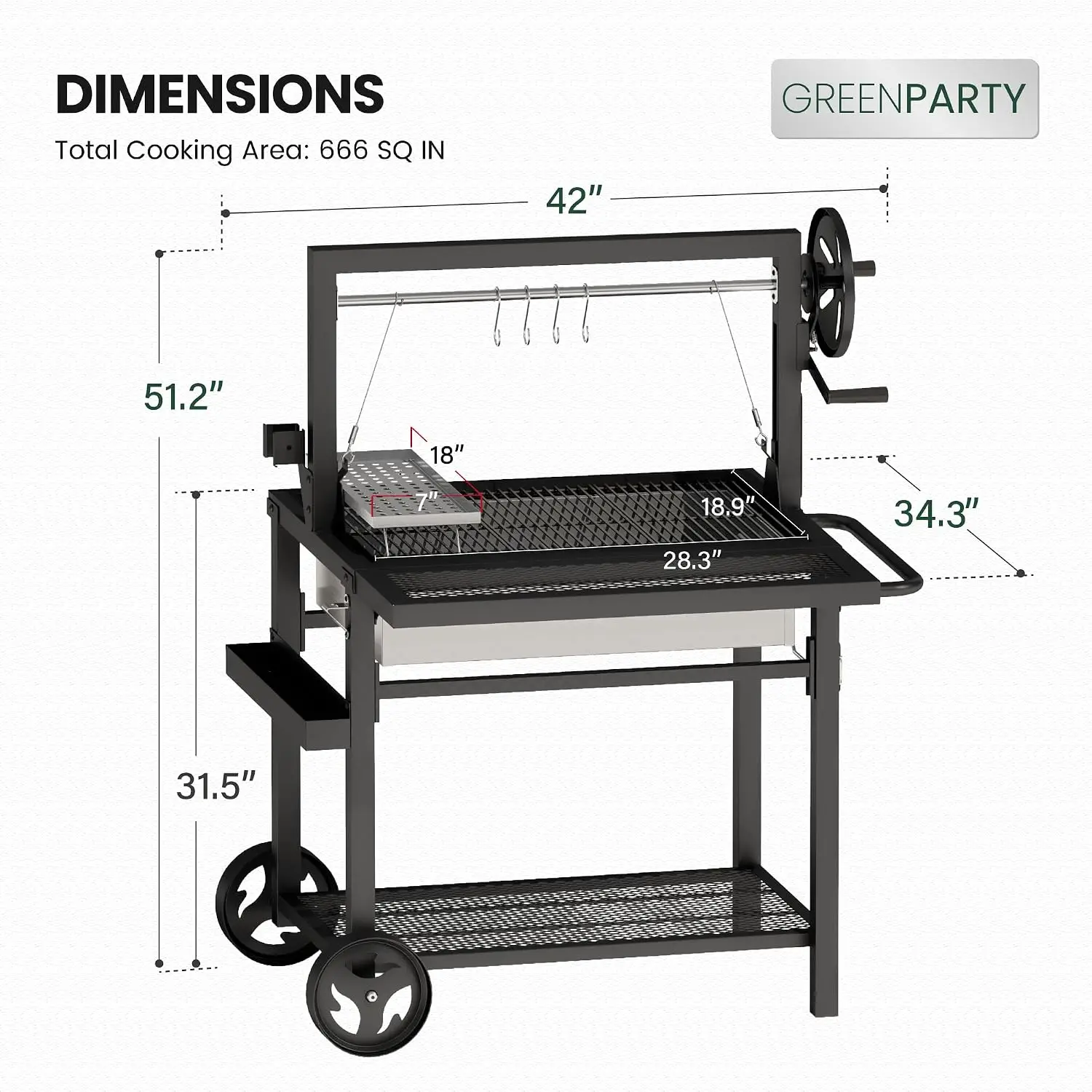 Argentine Santa Maria Grill with Adjustable Height Grates for Outdoor Grill, Customized